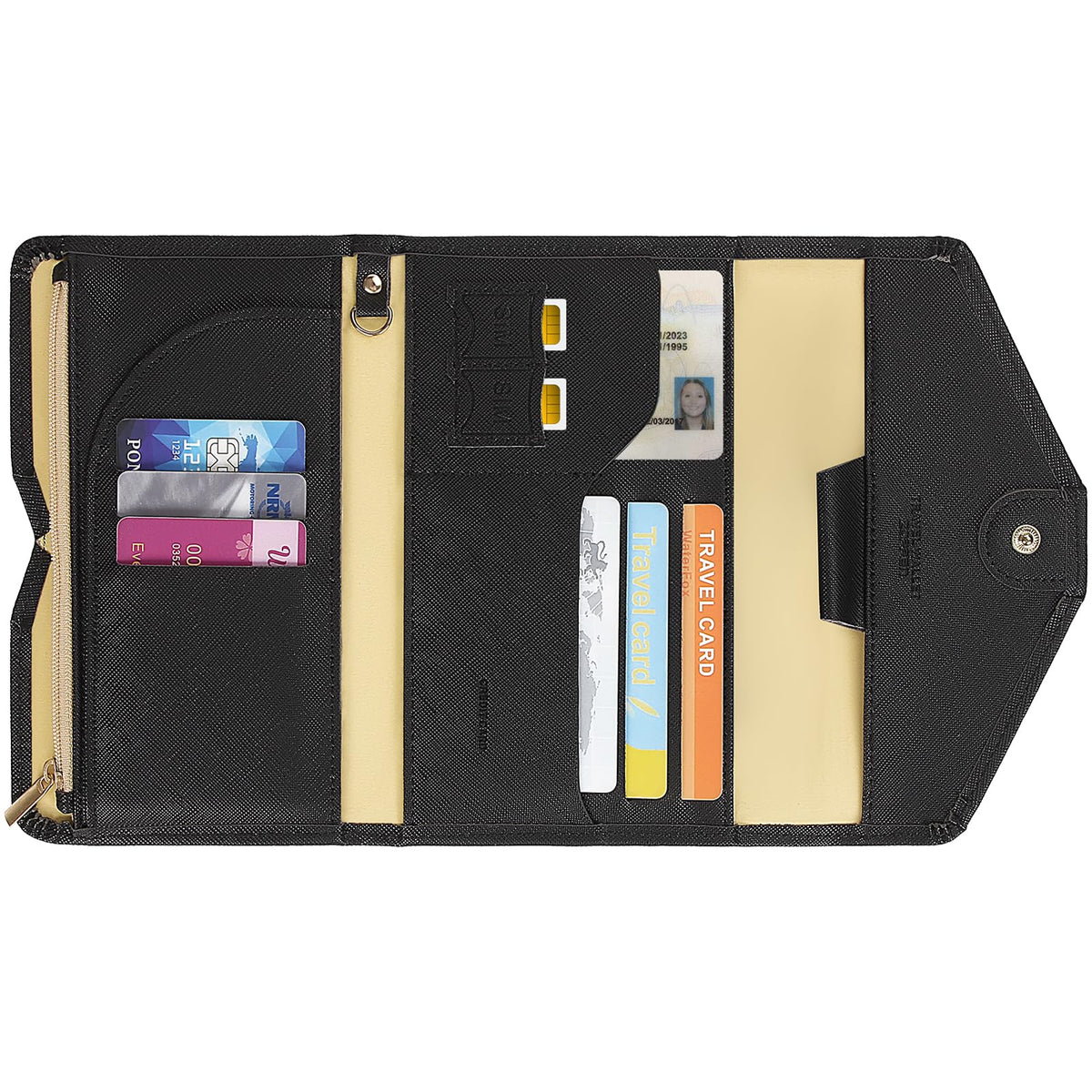 ZOPPEN Passport Holder Travel Wallet Organizer for Women,Black
