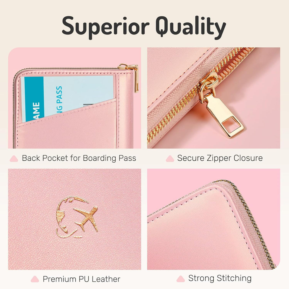 Forvencer Safe Zipper Passport Holder Cover, Passport Wallet for Travel