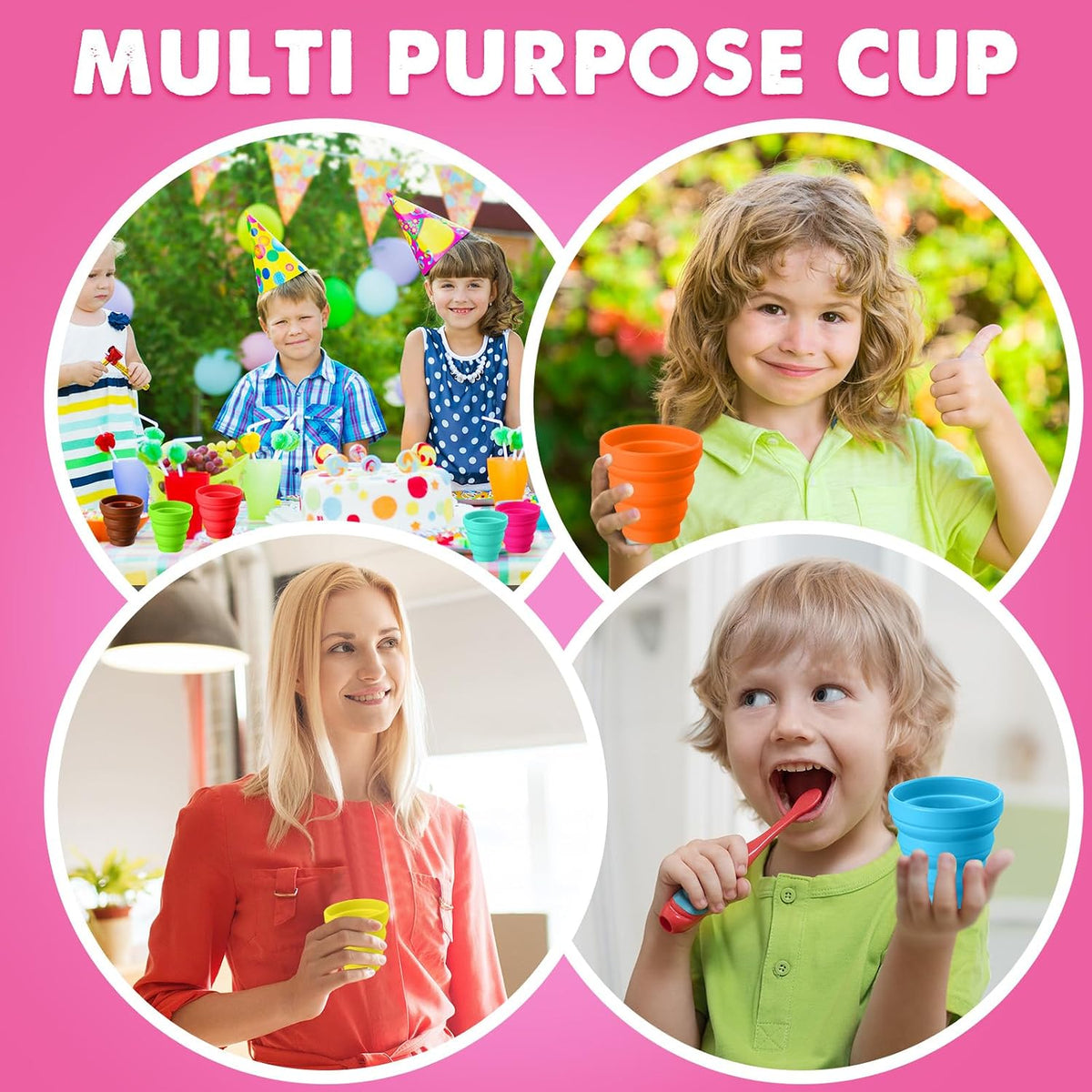 Umigy Silicone Collapsible Cup Without Lids Travel Portable Cup