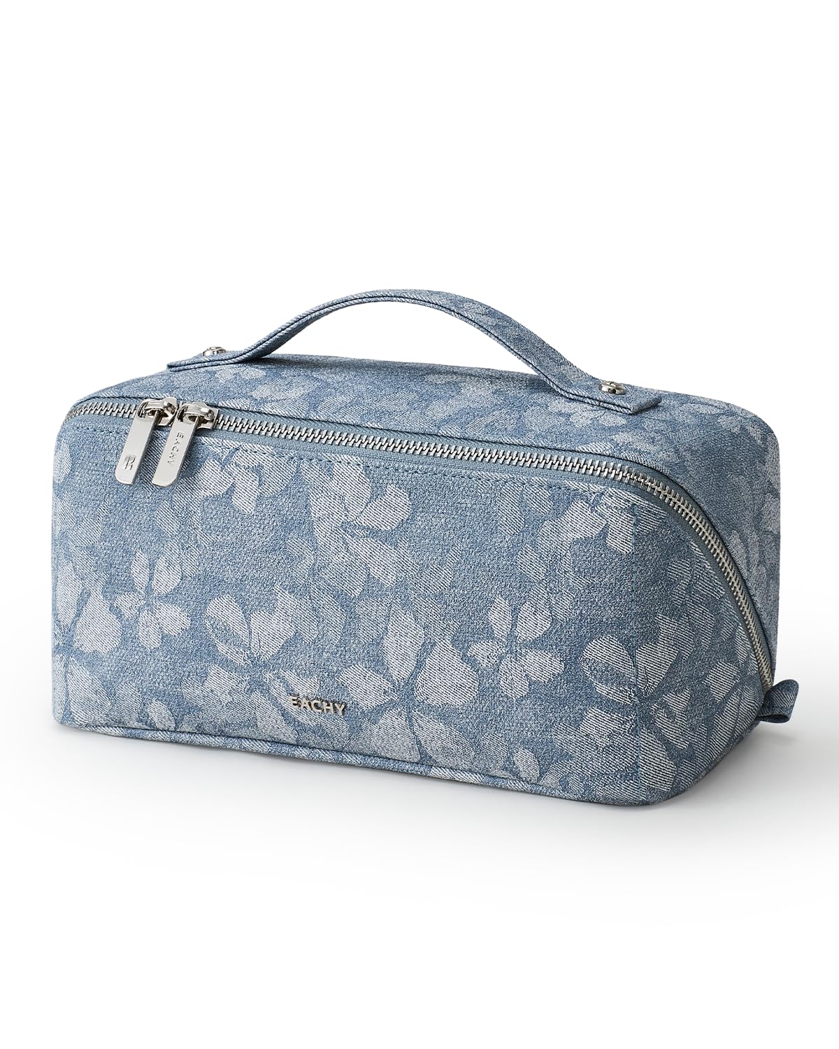 EACHY Travel Makeup Bag, Floral Cosmetic Bag for Women, Beige, Medium