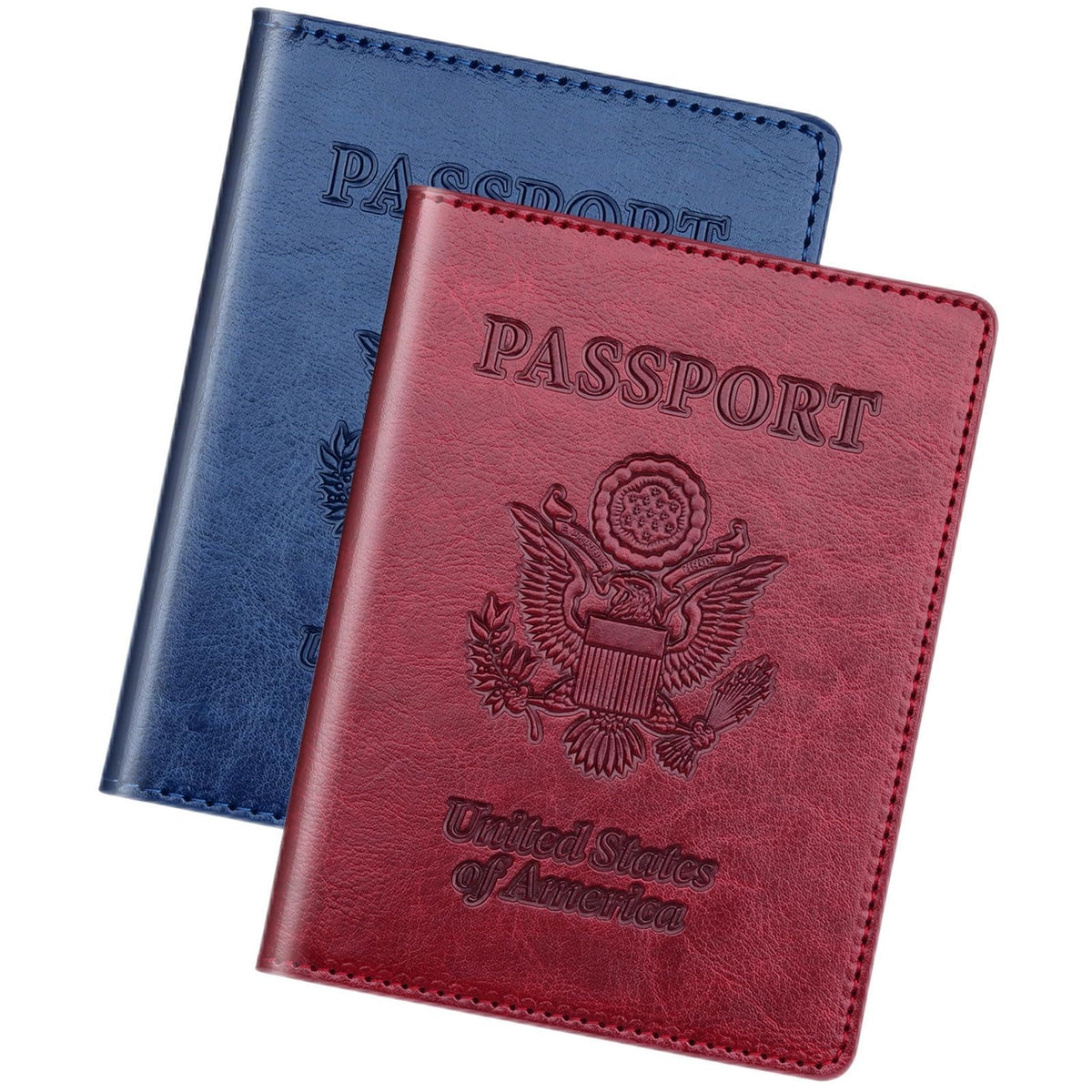 Herain Passport Holder for Travel Essentials, 2 Pcs Passport Holder Cover Case Travel Gifts Women Men Family, RFID Passports Book Card Holders Travels Cruise Accessories Must Haves