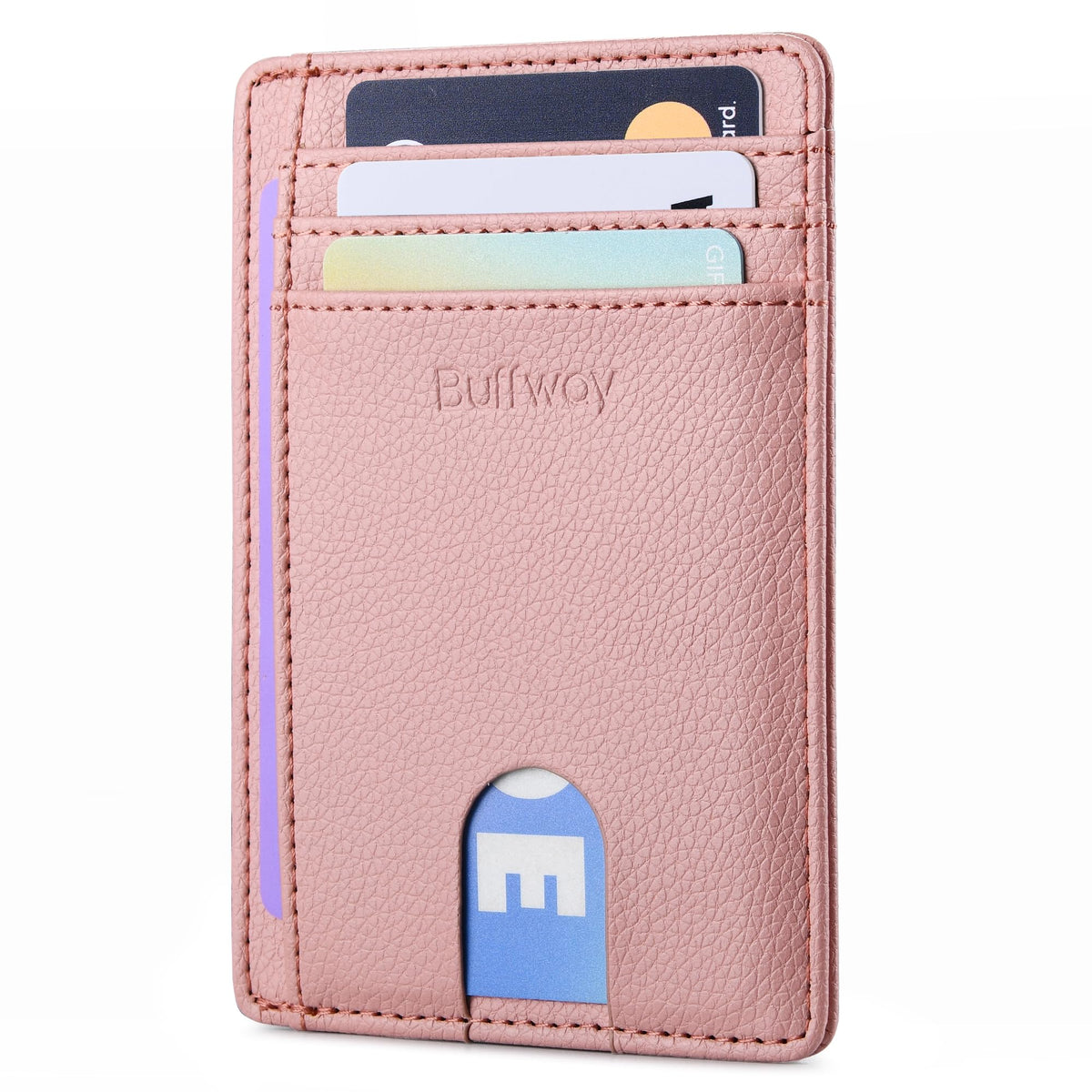 Buffway Slim Minimalist Front Pocket RFID Blocking Leather Wallets for Men and Women - Cross Black