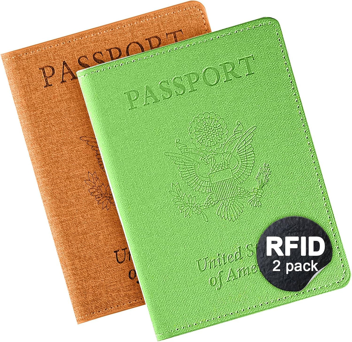 2 Pack Passport Cover With Card Slots RFID Blocking-White&Black