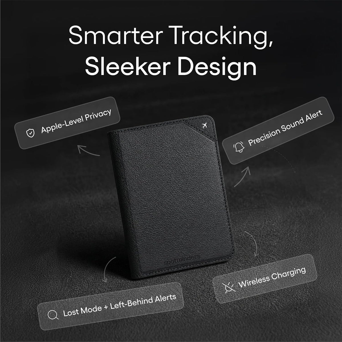Apple MFi Certified Trackable Passport Holder for Travel (iOS Only) Works with Apple Find My, Rechargeable Passport Cover Air 3-Year Battery Life, Black RFID Blocking Travel Wallet Gift