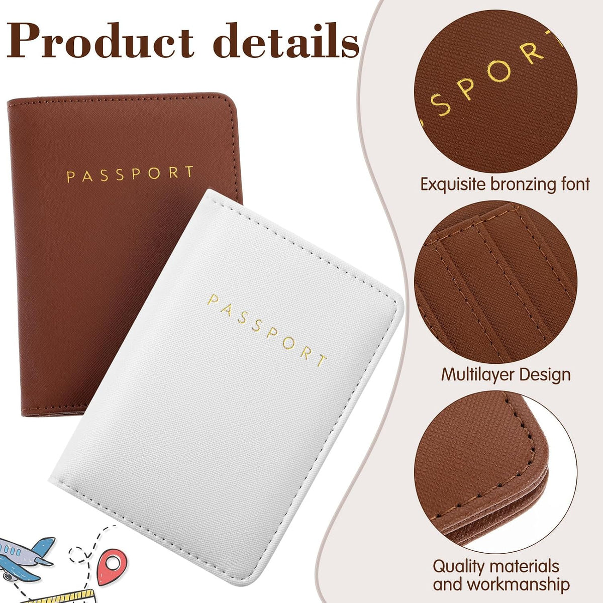 Frienda 2 Pcs Passport Holder Covers Waterproof Leather