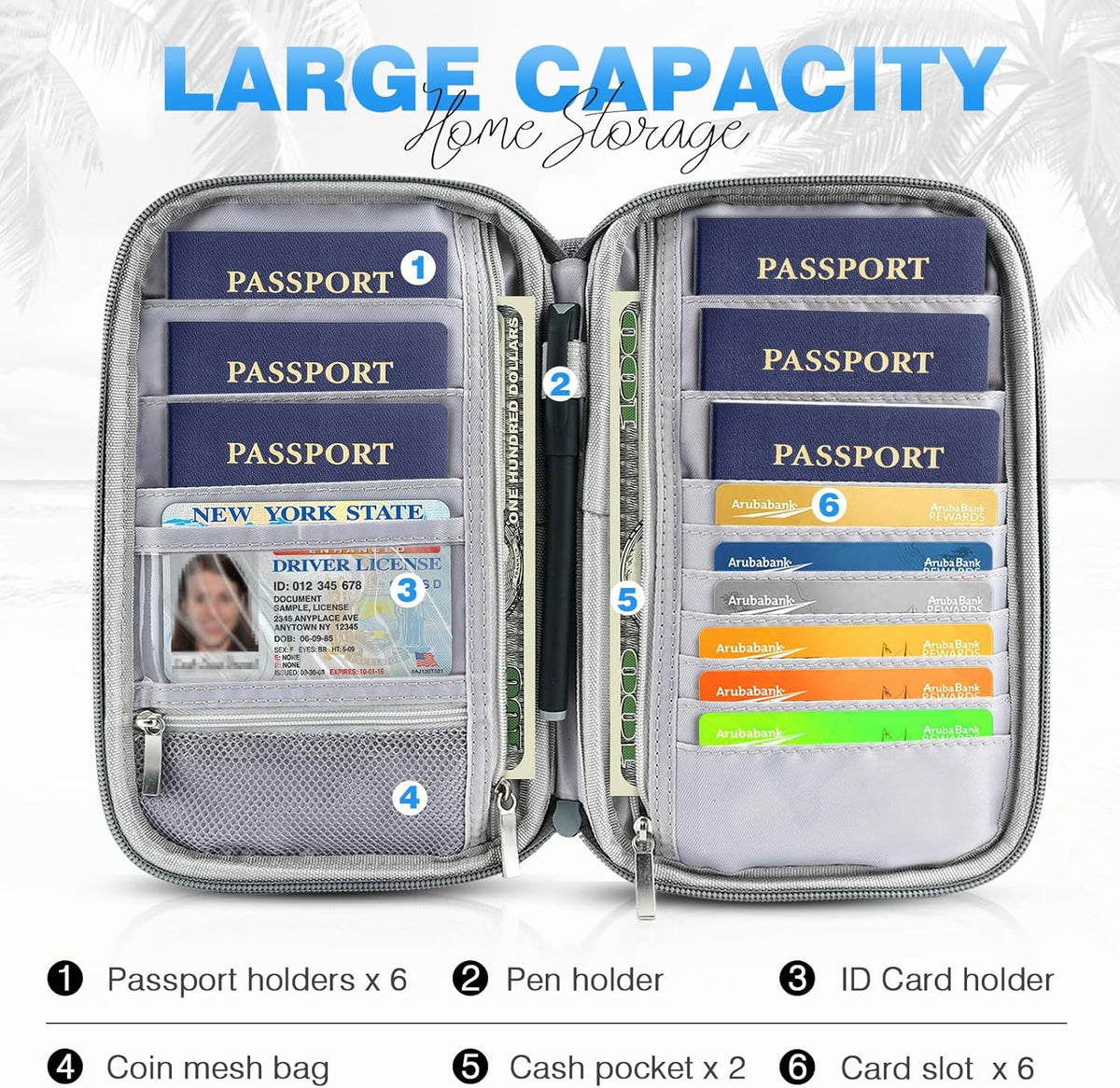 TOPBAG Passport Holder Family, Women Rfid Blocking Passport Wallet, Travel Document Organizer for Premium Wallets, Waterproof Passport Holders Bag for Women & Men Traveling, Credit Cards Case