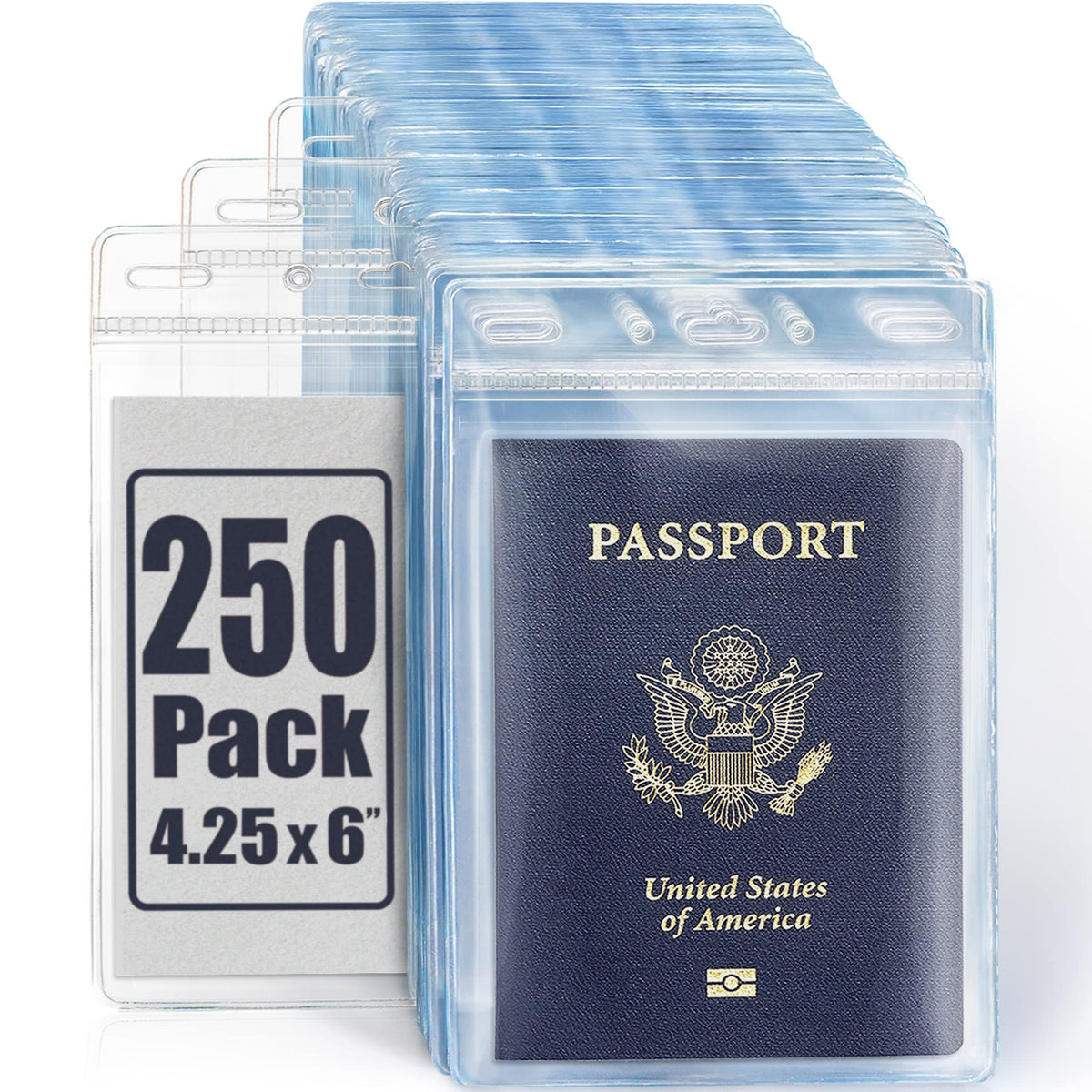 4x6" XXL Passport ID Name Badge Card Holders, Vertical, Zipperless, 100 PK