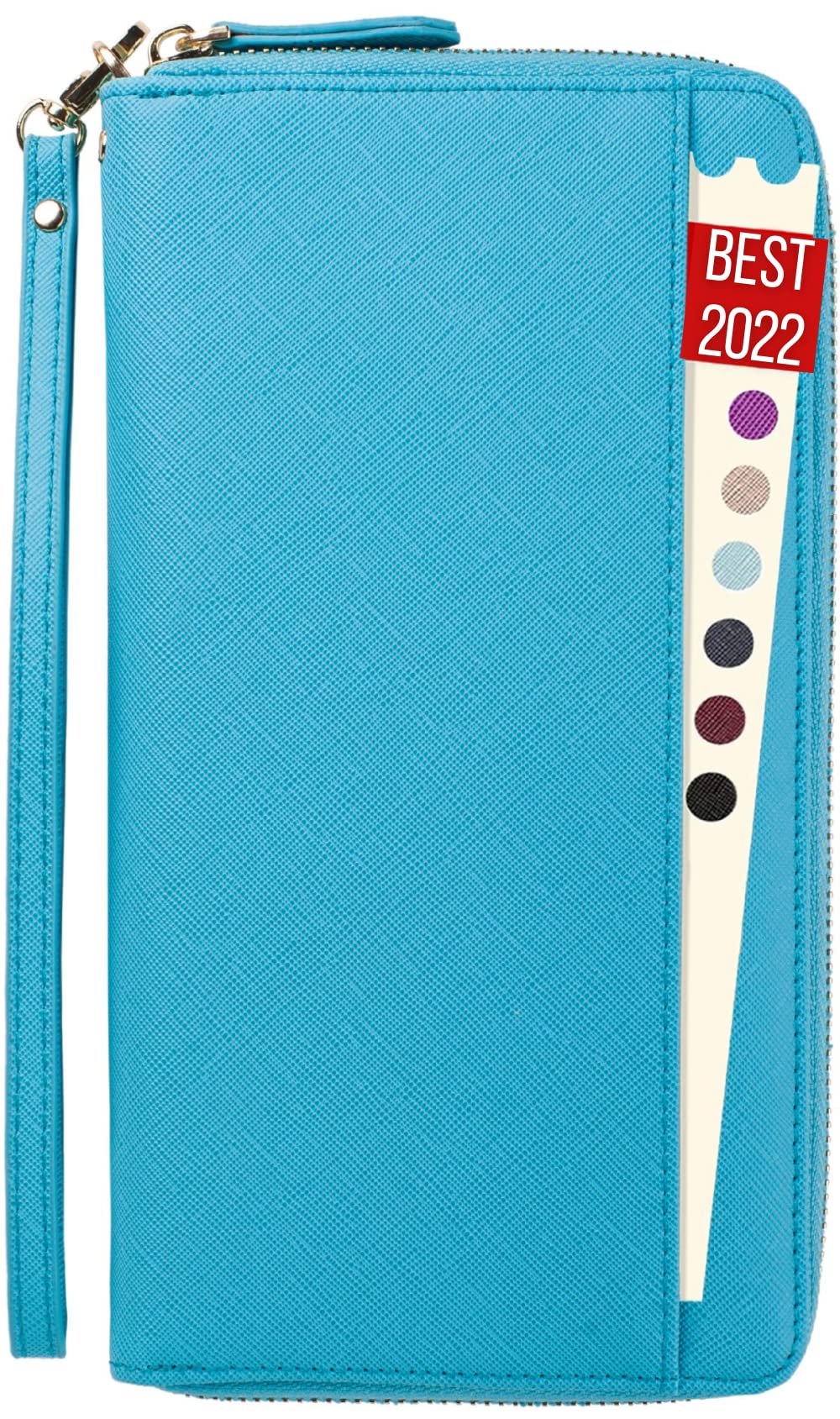 Travel Document Organizer - RFID Passport Wallet Case Family Holder Id Wristlet