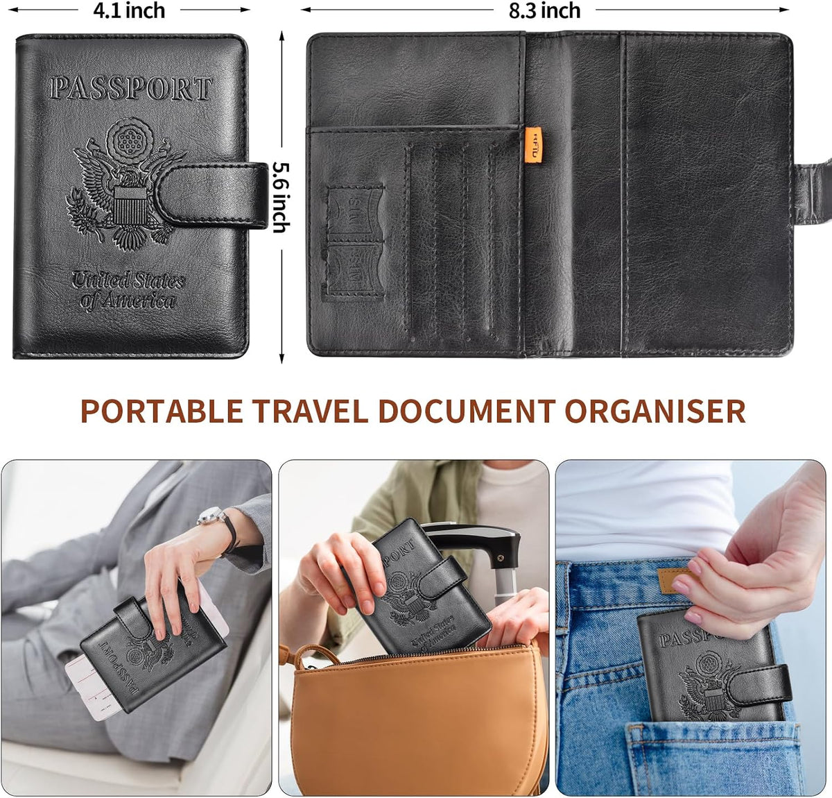 Herain Passport Holder for Travel Essentials, 2 Pcs Passport Holder Cover Case Travel Gifts Women Men Family, RFID Passports Book Card Holders Travels Cruise Accessories Must Haves