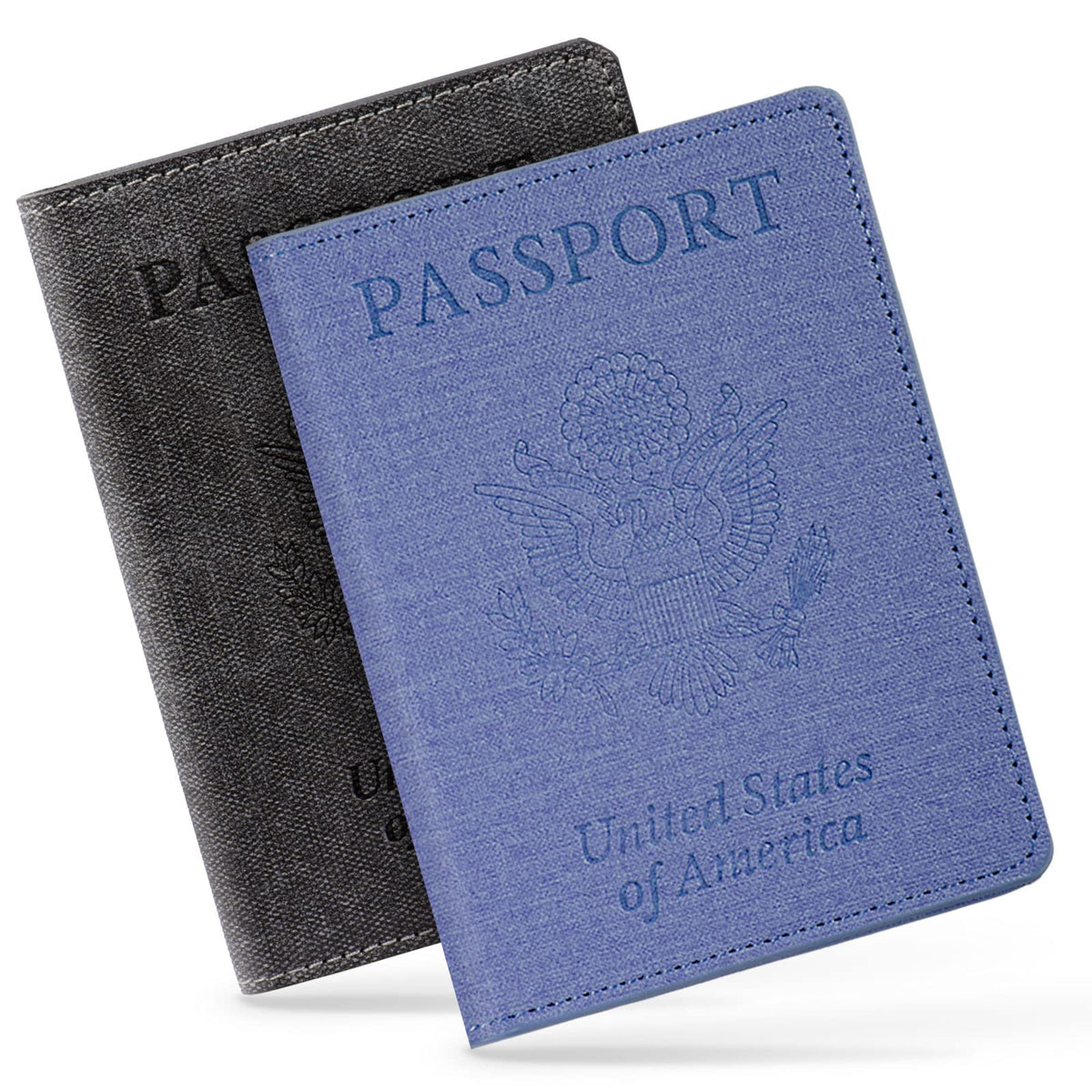 2 Pack Passport Cover With Card Slots RFID Blocking-White&Black