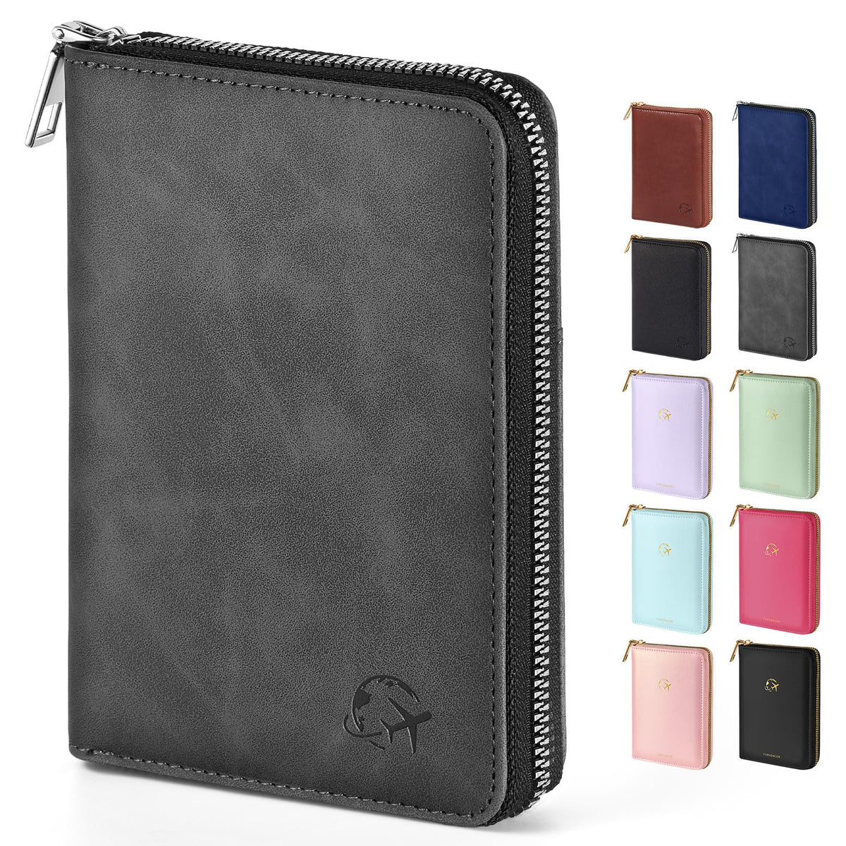 Forvencer Safe Zipper Passport Holder Cover, Passport Wallet for Travel