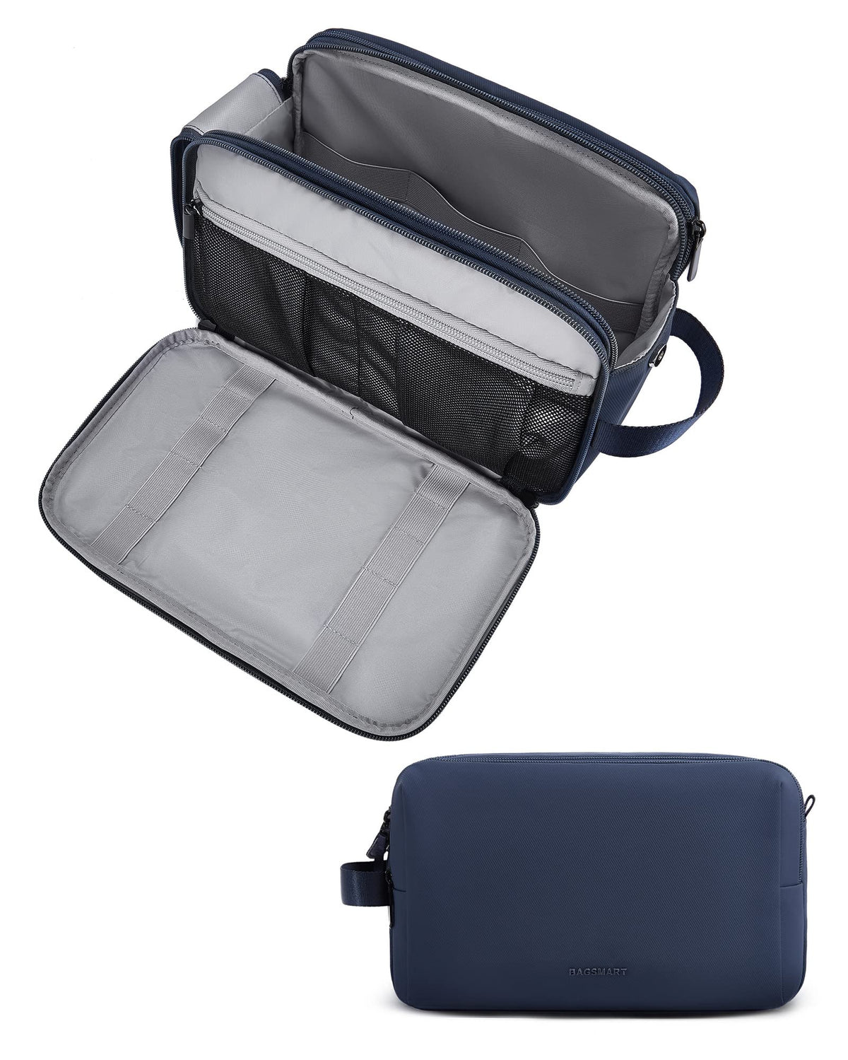 BAGSMART Toiletry Bag for Men, Travel Toiletry Organizer Dopp Kit Water-resistant Shaving Bag for Toiletries Accessories, Door Room Essentials,Black-basic