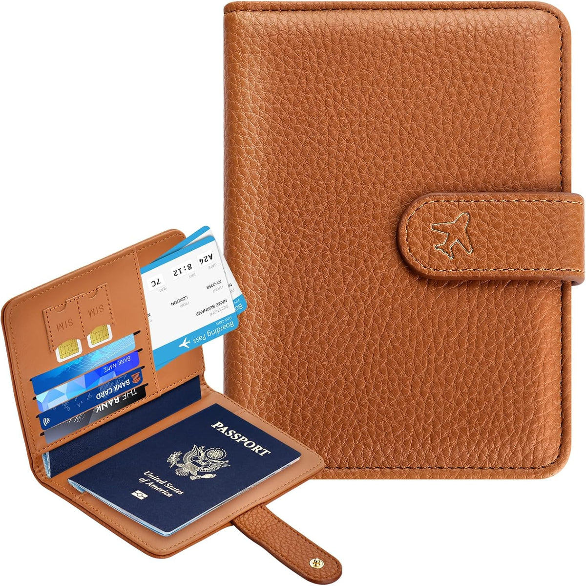 Passport Holder for Travel, Passport Wallet with Neck Strap RFID Blocking, Passport Book Cover Case with Card Slots, Travel Gifts for Women Men