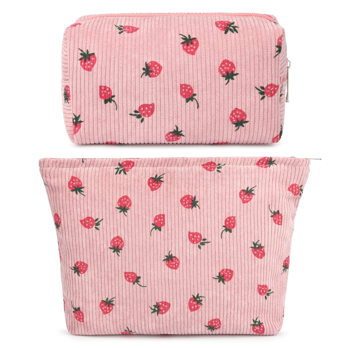 SOIDRAM 2 Pieces Makeup Bag Large Checkered Cosmetic Bag Capacity Canvas Mix Travel Toiletry Bag Organizer Cute Makeup Brushes Aesthetic Accessories Storage Bag for Women, Checkered Mix Rose Red