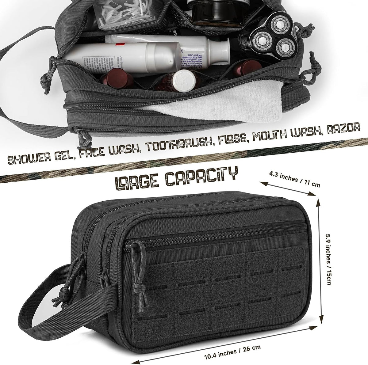 QT&QY Tactical Toiletry Bag For Men Hygiene Bag EDC Military Tool Molle Pouches Small Dopp Kit Mens Shaving Kit Travel shower Bags