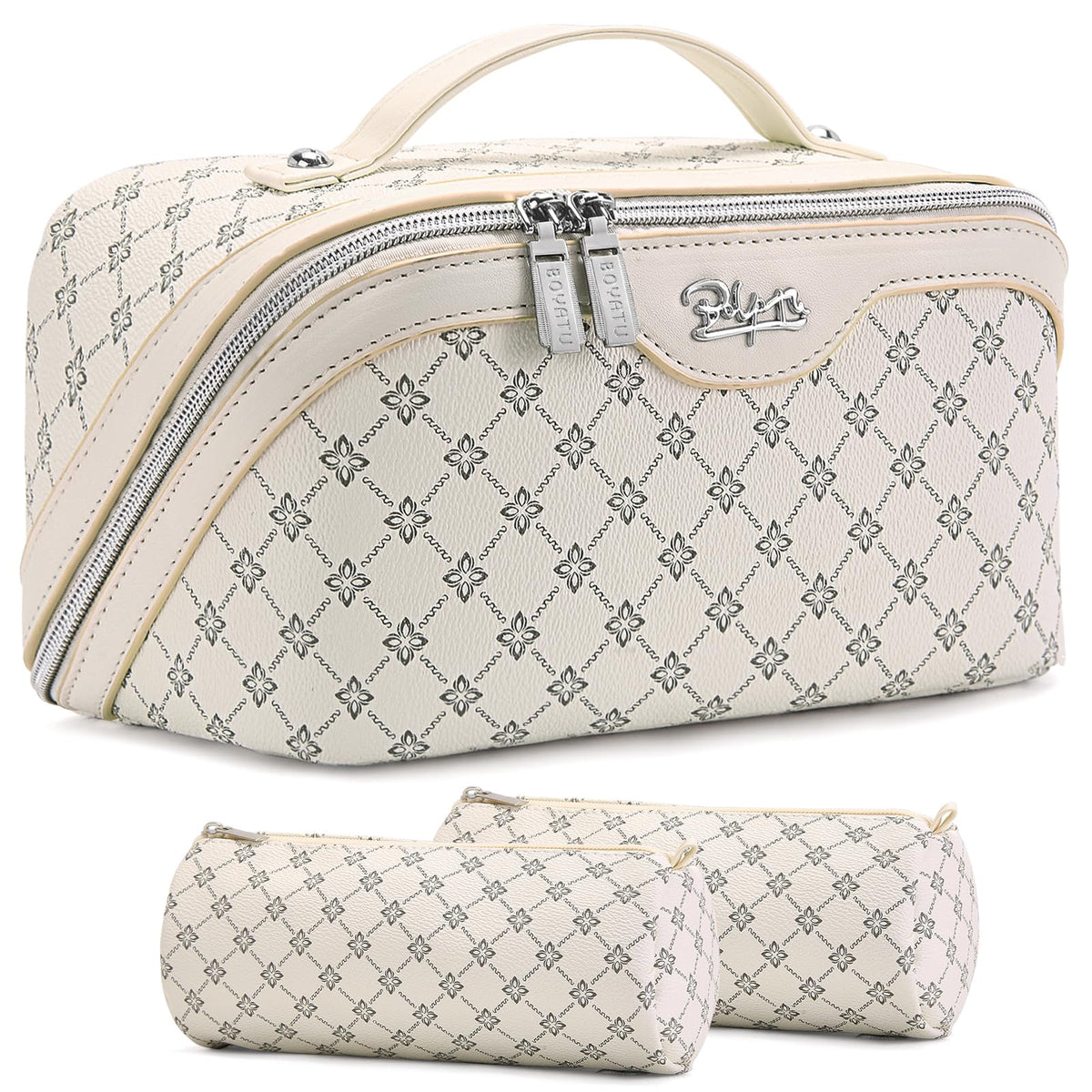 BOYATU Travel Makeup Bag Cosmetic Bags for Women: 3-Piece Make up Bag Set