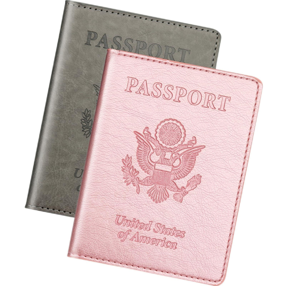 Herain Passport Holder for Travel Essentials, 2 Pcs Passport Holder Cover Case Travel Gifts Women Men Family, RFID Passports Book Card Holders Travels Cruise Accessories Must Haves
