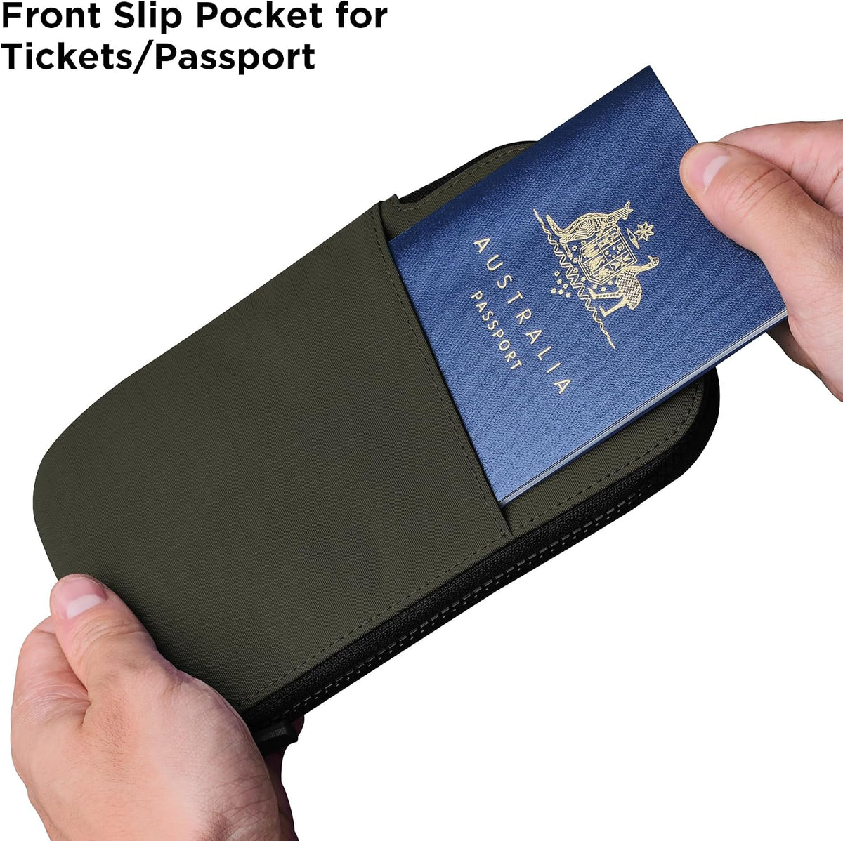 ALPAKA Zip Travel Wallet RFID Blocking Passport Holder Green