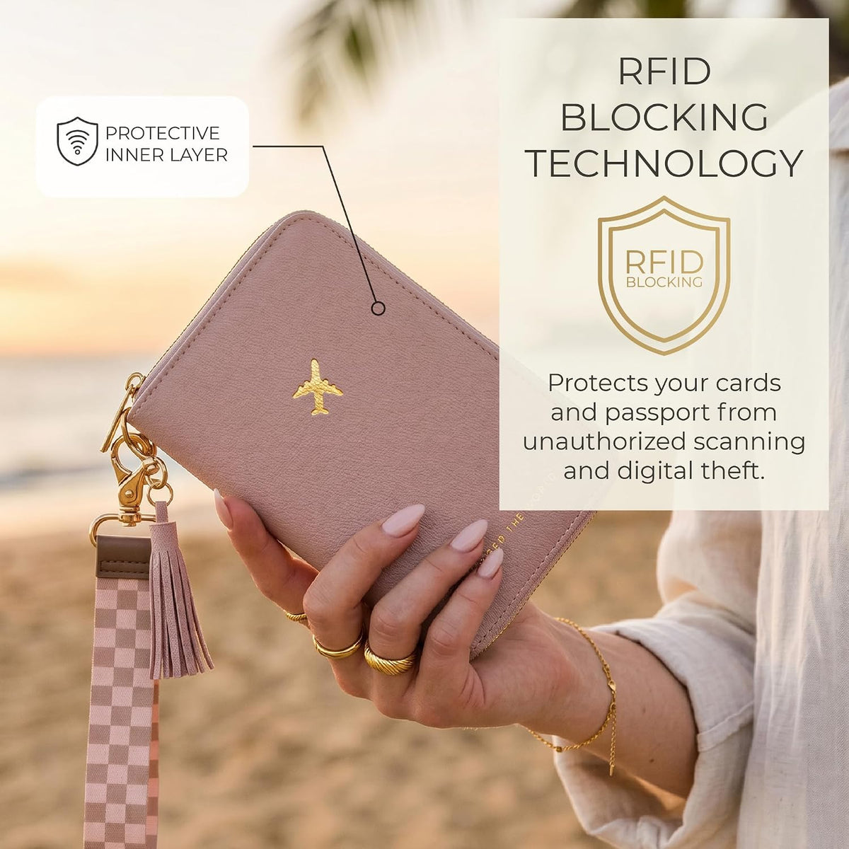 Beautiful Passport Holder And Travel Wallet with Wristlet Strap