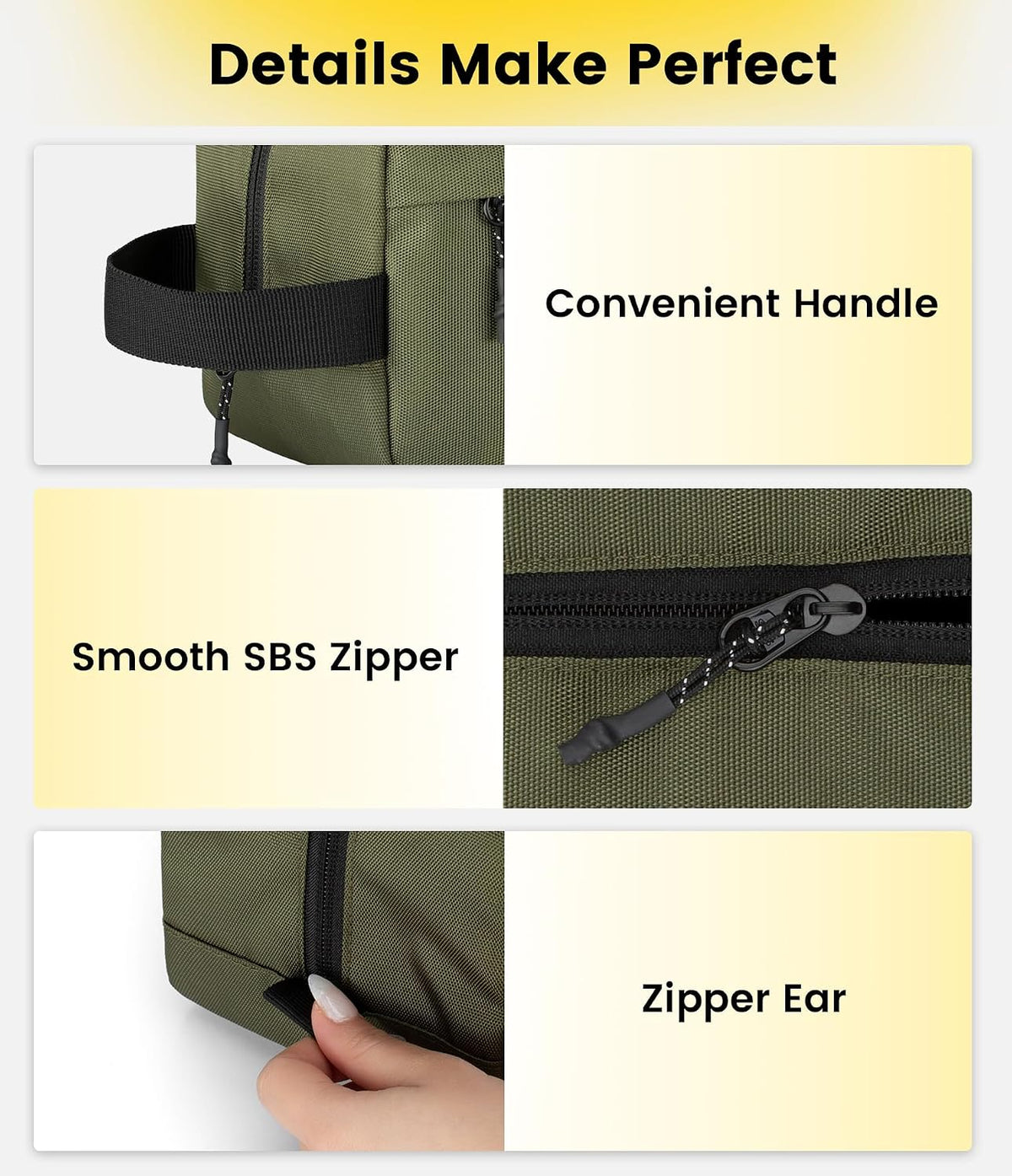 Vorspack Travel Toiletry Bag for Men - Hanging Toiletries Bag Water Resistant Travel Bag for Toiletries Accessories - Army Green