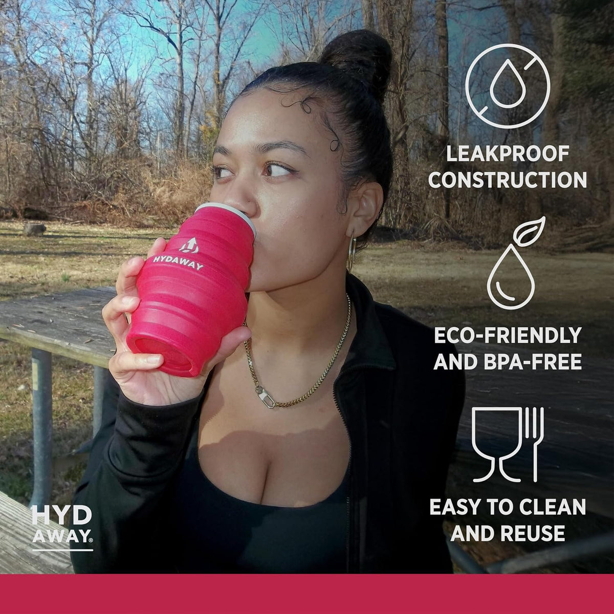 HYDAWAY 17oz Collapsible Water Bottle, Packable Leakproof for Travel