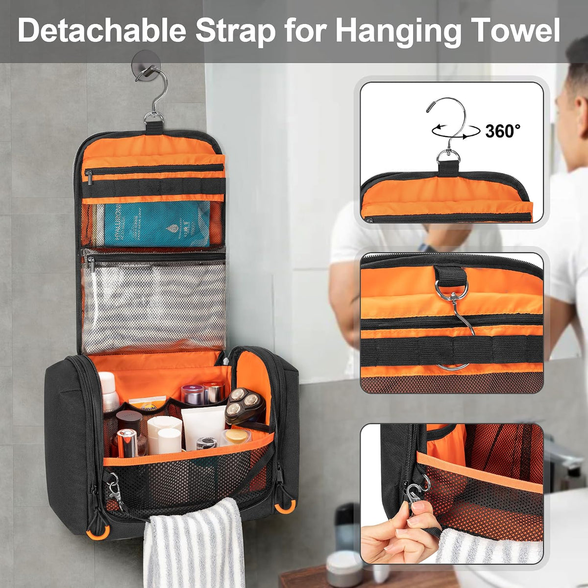 Tactical Toiletry Bag for Men, Large Hanging Dopp Kit Hygiene Bag