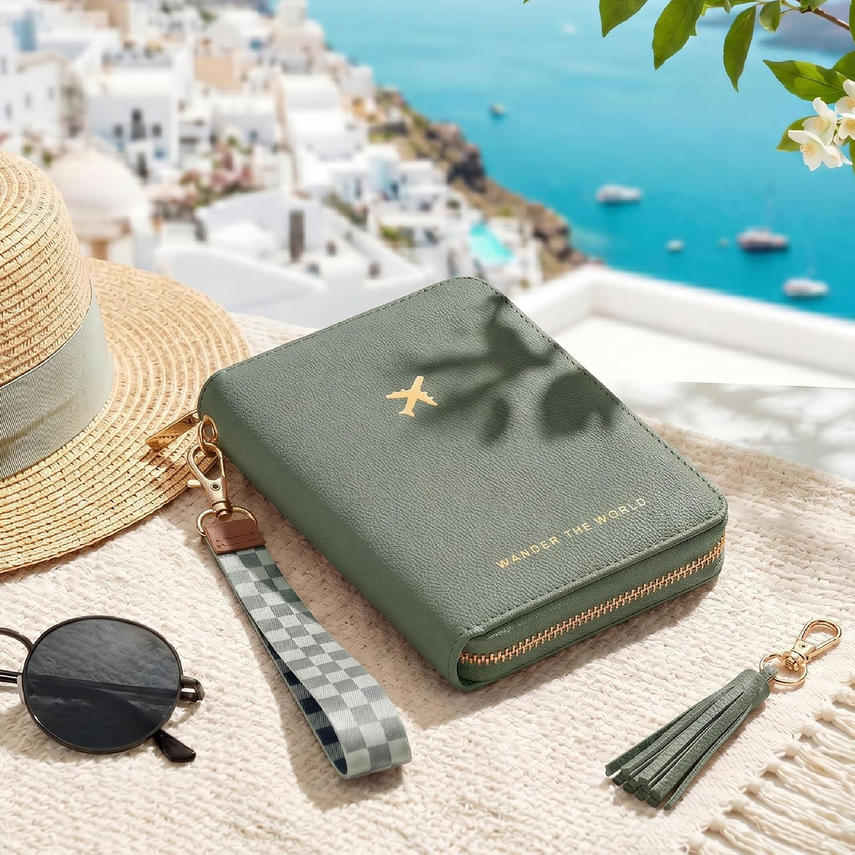 Beautiful Passport Holder And Travel Wallet with Wristlet Strap