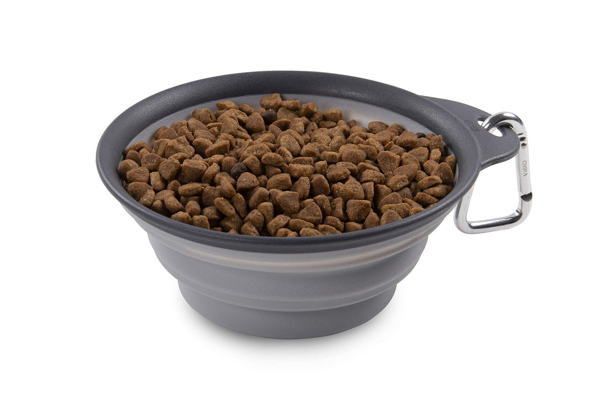 Dexas Pets Collapsible Travel Cup, Small/1 Cup Capacity, Light Gray