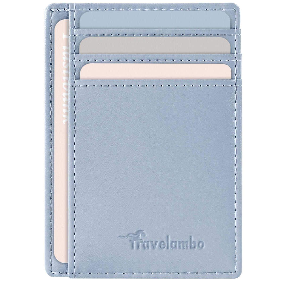 Travelambo Slim Wallet Front Pocket Minimalist Leather RFID Blocking Medium Size