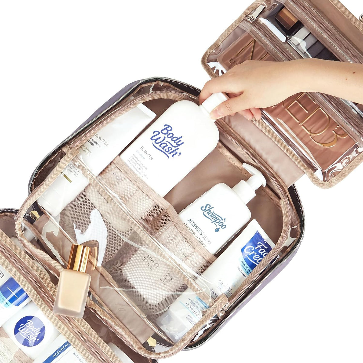 NISHEL Travel Toiletry Bag for women, Portable Hanging makeup Organizer
