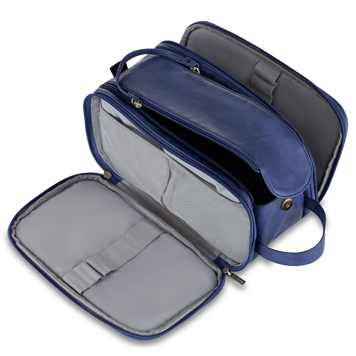Elviros Travel Toiletry Bag for Men PU Leather Dopp Kit (Small, Brown)
