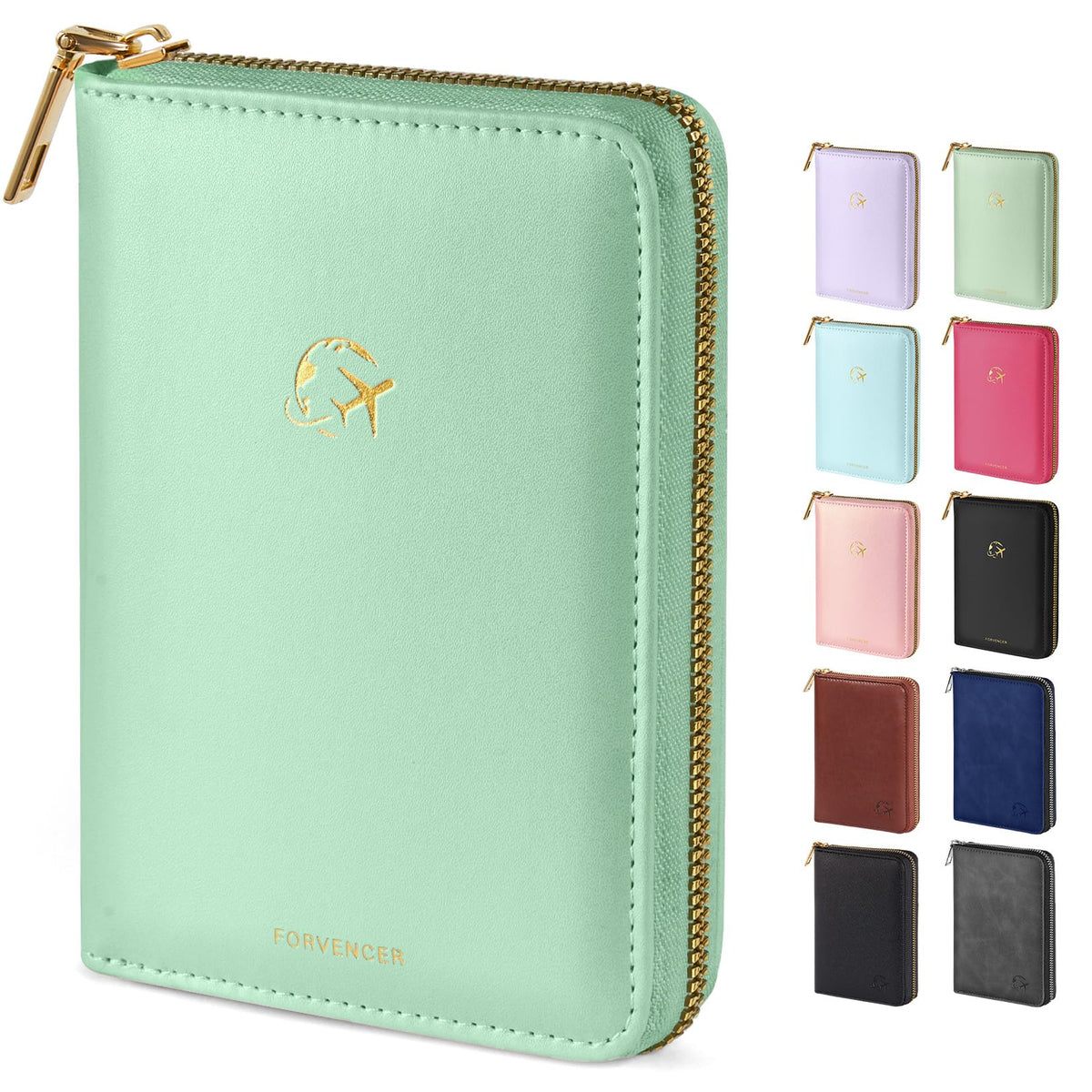 Forvencer Safe Zipper Passport Holder Cover, Passport Wallet for Travel