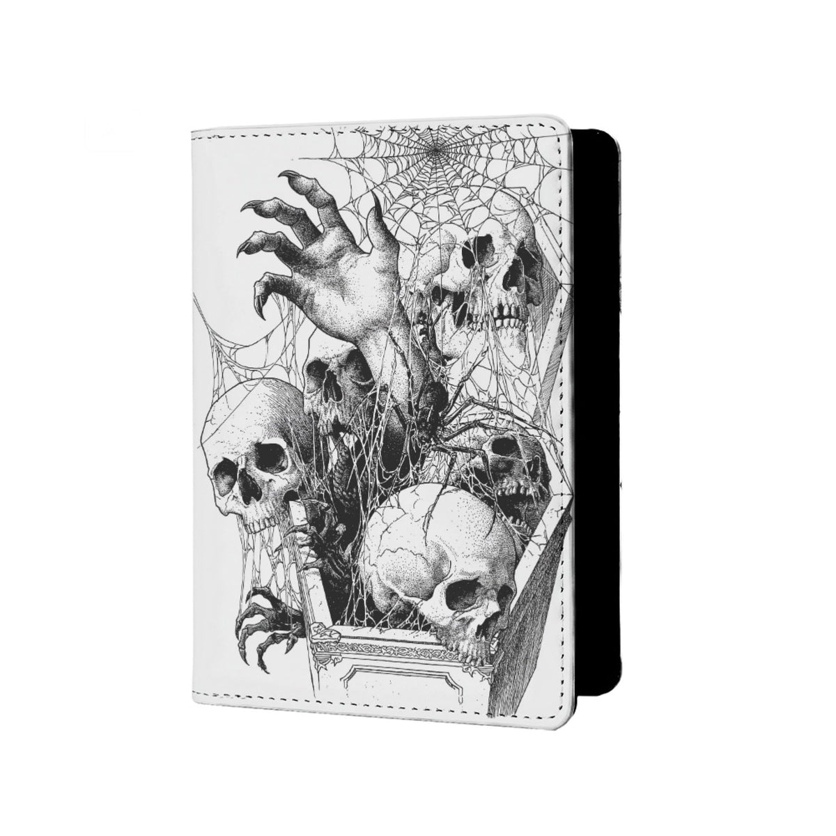 Mens Retro Skull Passport Holder for Travel Womens Skeleton Passport Cover Protector with Credit Card Slots Card Case Cover Black Orange Rainbow Onesize