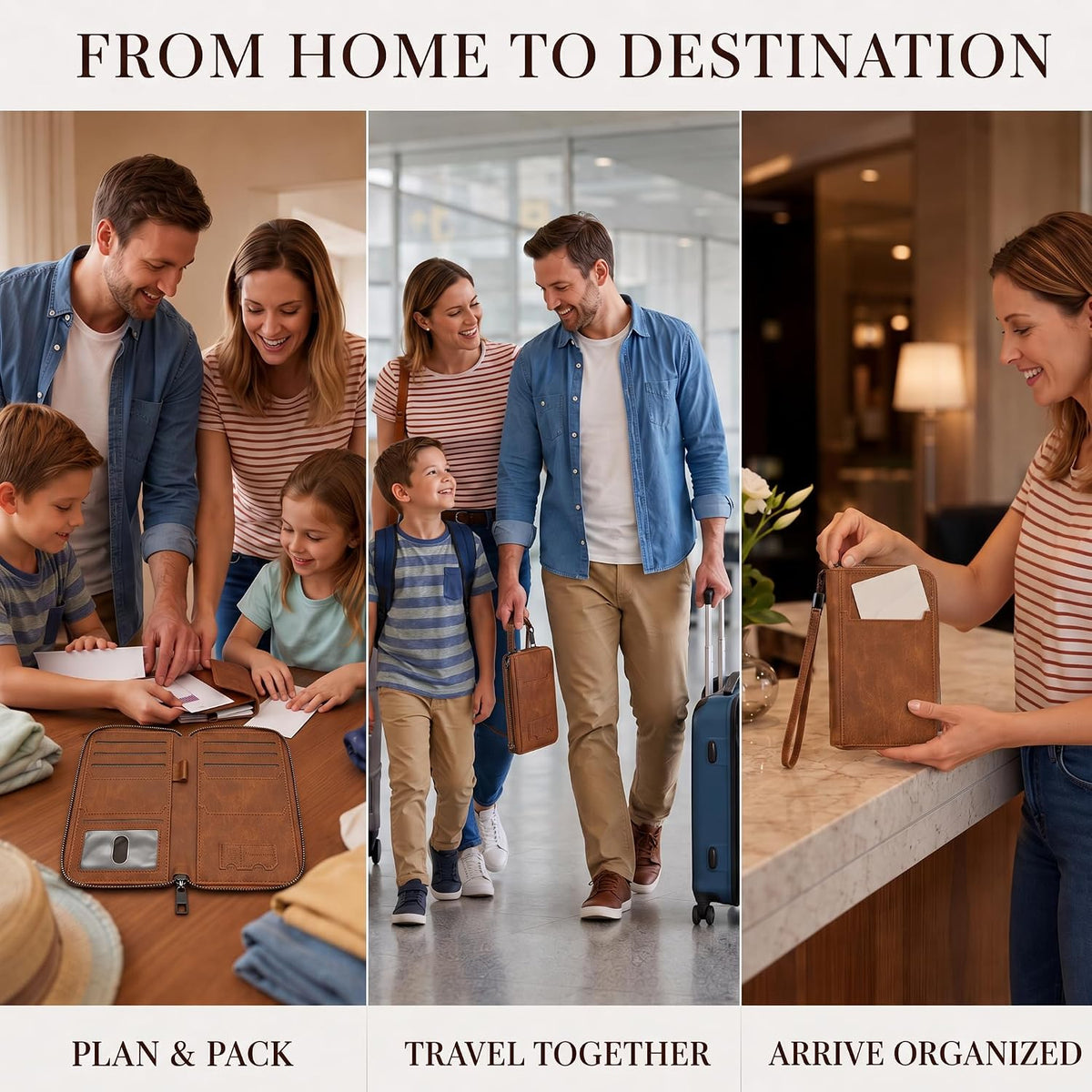 Family Passport Holder for Travel, RFID Blocking Passport Wallet for 4