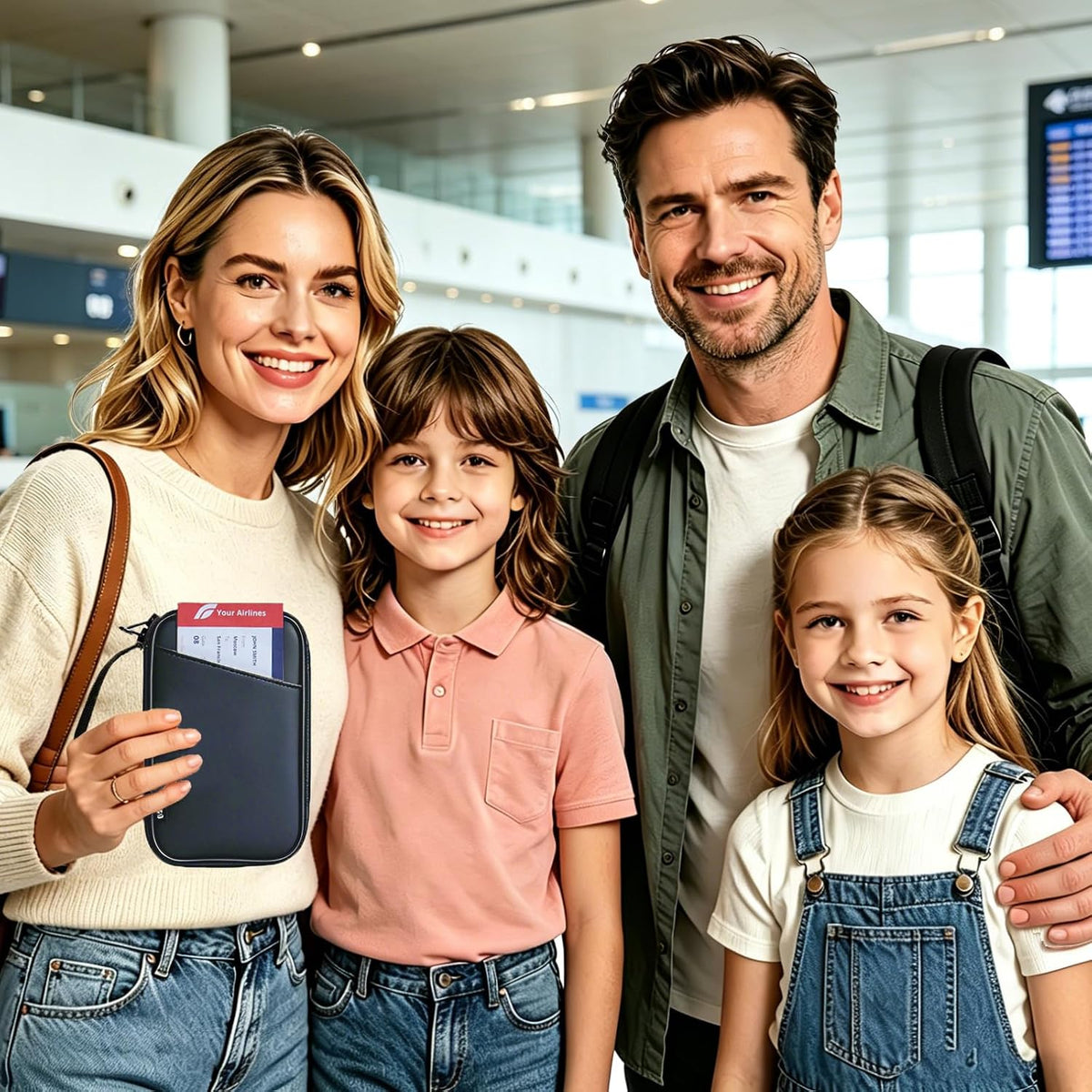 Lagre Family Passport Holder for 4, Solid Black