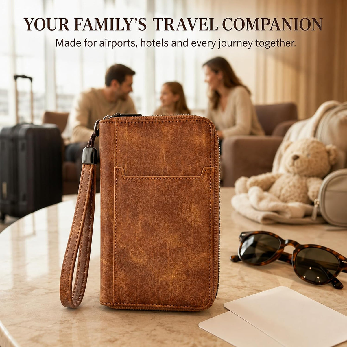 Family Passport Holder for Travel, RFID Blocking Passport Wallet for 4