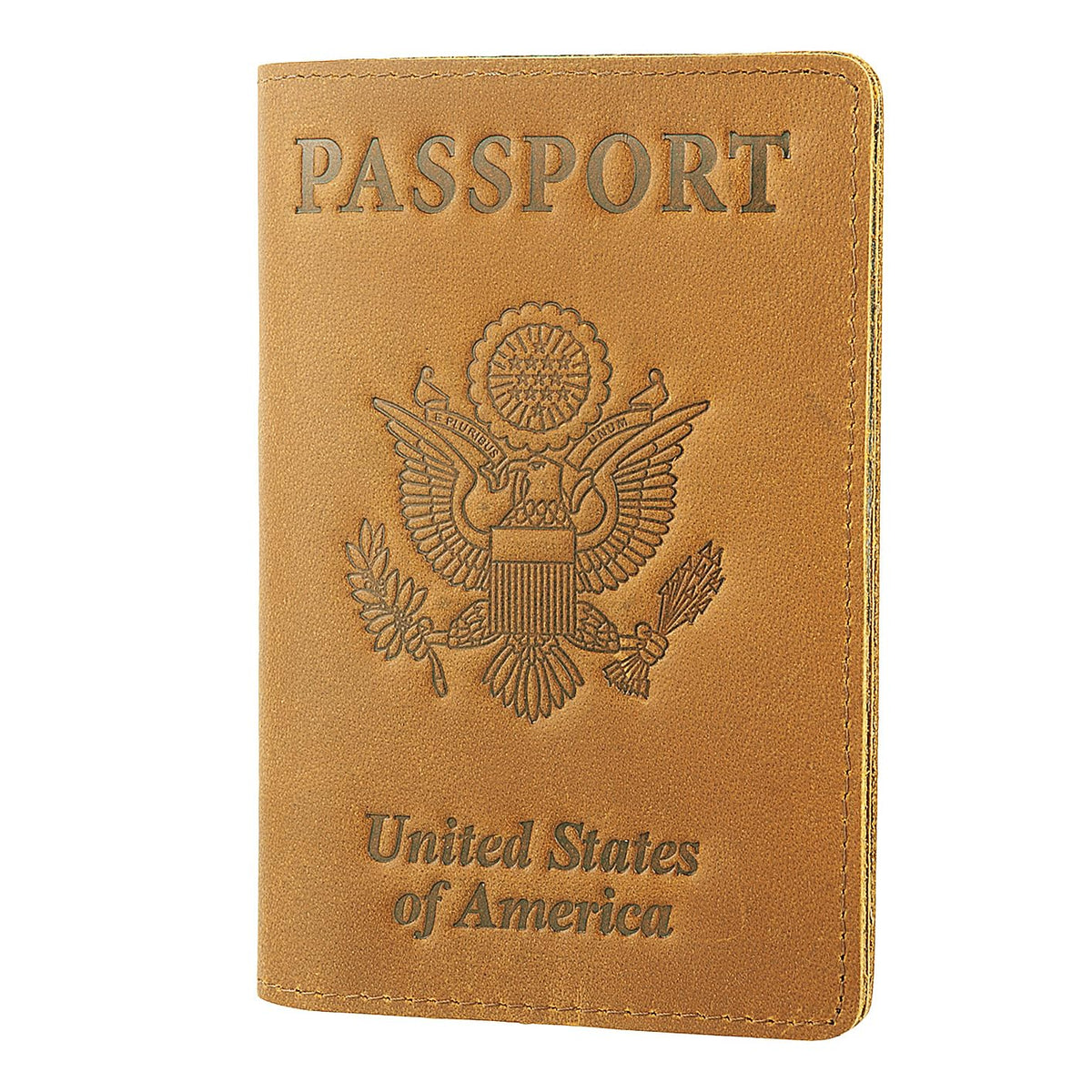 RFID Blocking Passport Holder Travel Wallet - Genuine Crazy Horse Leather for Men(Coffee)