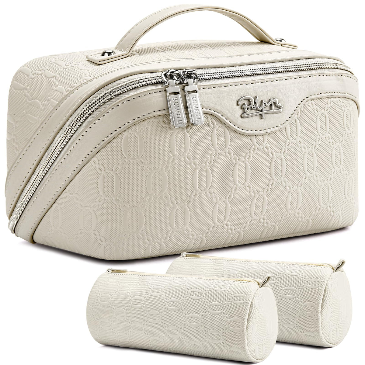 BOYATU Travel Makeup Bag Cosmetic Bags for Women: 3-Piece Make up Bag Set