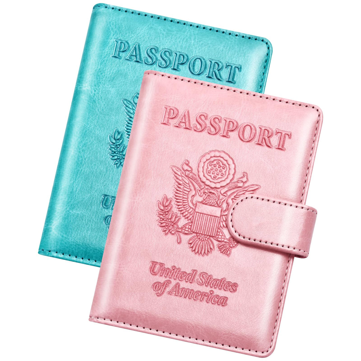 Herain Passport Holder for Travel Essentials, 2 Pcs Passport Holder Cover Case Travel Gifts Women Men Family, RFID Passports Book Card Holders Travels Cruise Accessories Must Haves