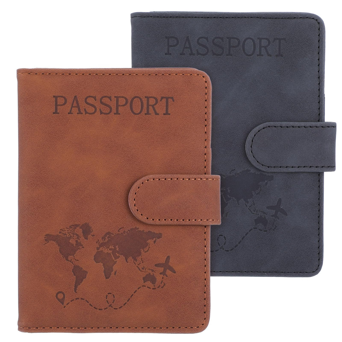 2 Pack Passport Holder for Travel, Passport Wallet Cover Case Waterproof RFID Blocking Passport Holder with Pen Holder Travel Must Haves Accessories, Passport Book Holders for Women and Men