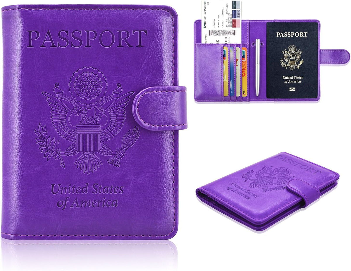 Passport Holder Cover, ACdream Protective Premium Leather RFID Blocking Wallet Travel Case for Passport/Credit Card/Air Ticket,