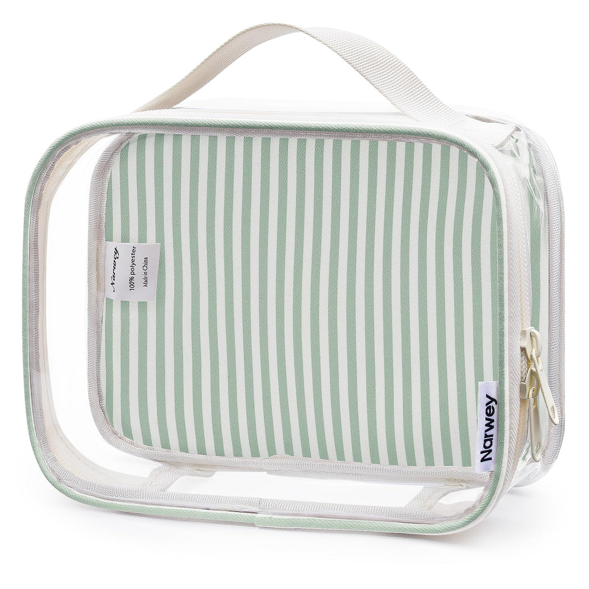 Narwey TSA Approved Toiletry Bag Carry on Clear Toiletry Bag Makeup Bag, Airport Airline Quart Size Travel Bags, Waterproof Portable Compact Cosmetic Make up Organizer Bag (Mint Green Checkerboard)