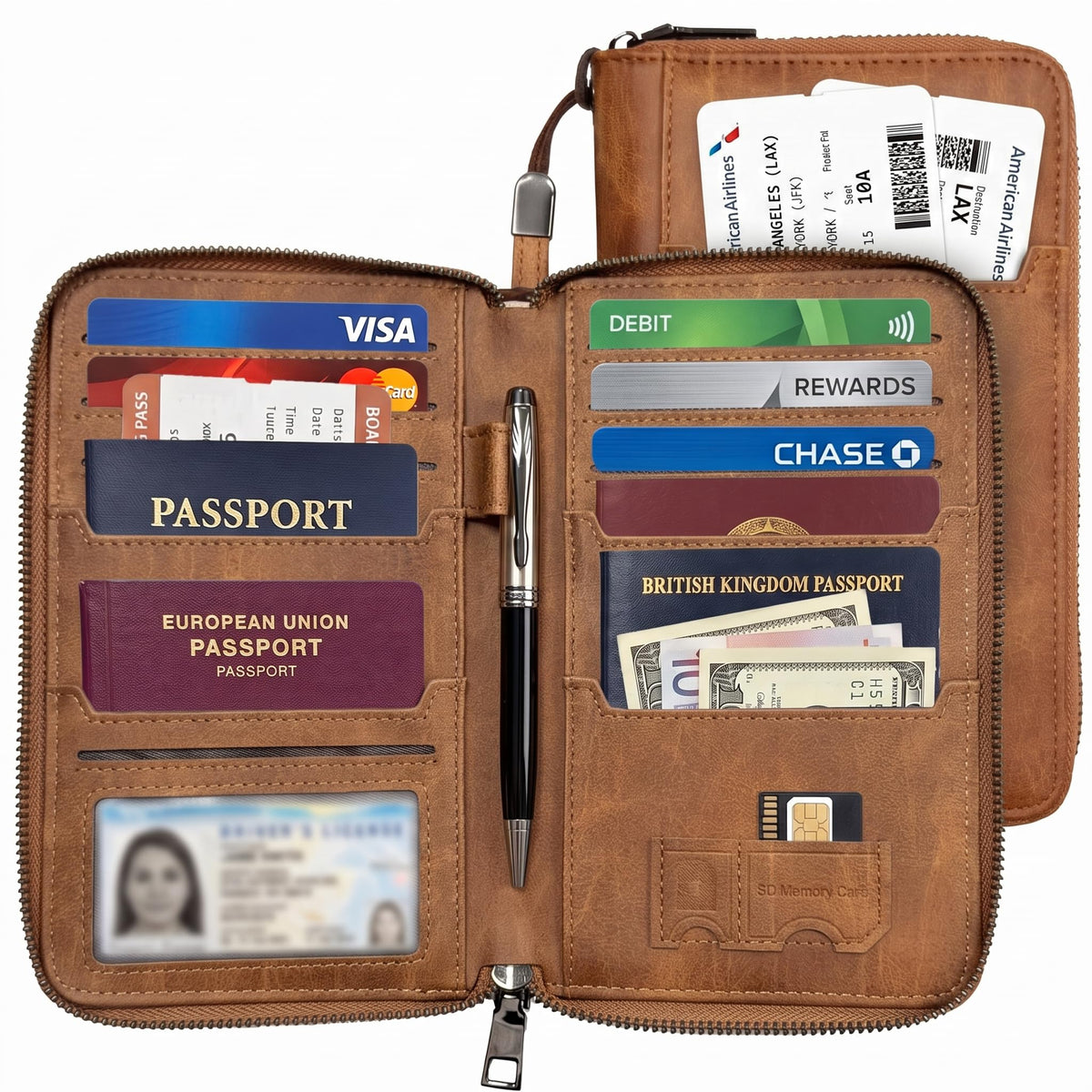 Family Passport Holder for Travel, RFID Blocking Passport Wallet for 4