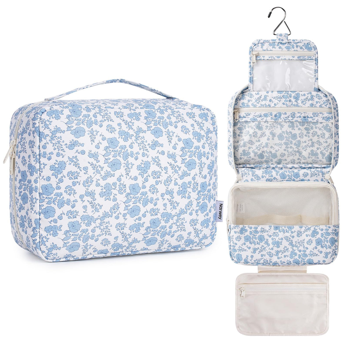 Narwey Hanging Travel Toiletry Bag for Women, Large Makeup Cosmetic Bag