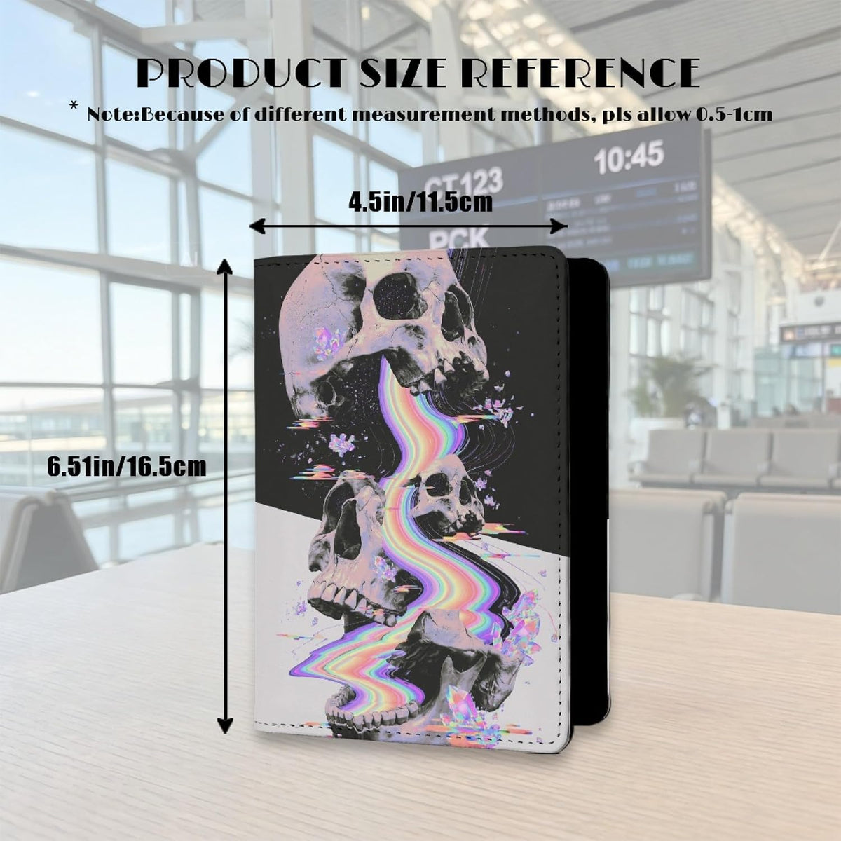 Mens Skull Passport Cover for Travel PU Leather Skeleton Passport Holder Protector with Credit Card Slots Passport Holder Purple White Black Onesize