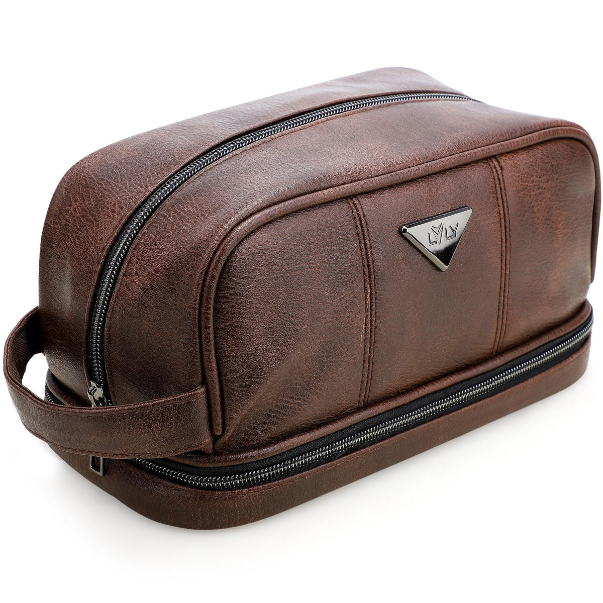 emissary Leather Travel Toiletry Bag for Men, Dopp Kit - Coffee
