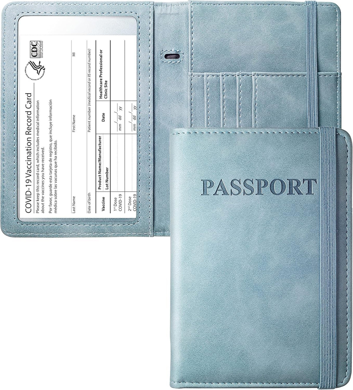 Mymazn Leopard Passport Holder Passport Case Travel Wallet with Vaccination Card Holder Passport Cover with RFID Blocking Clear Pocket For Photo (leopard)
