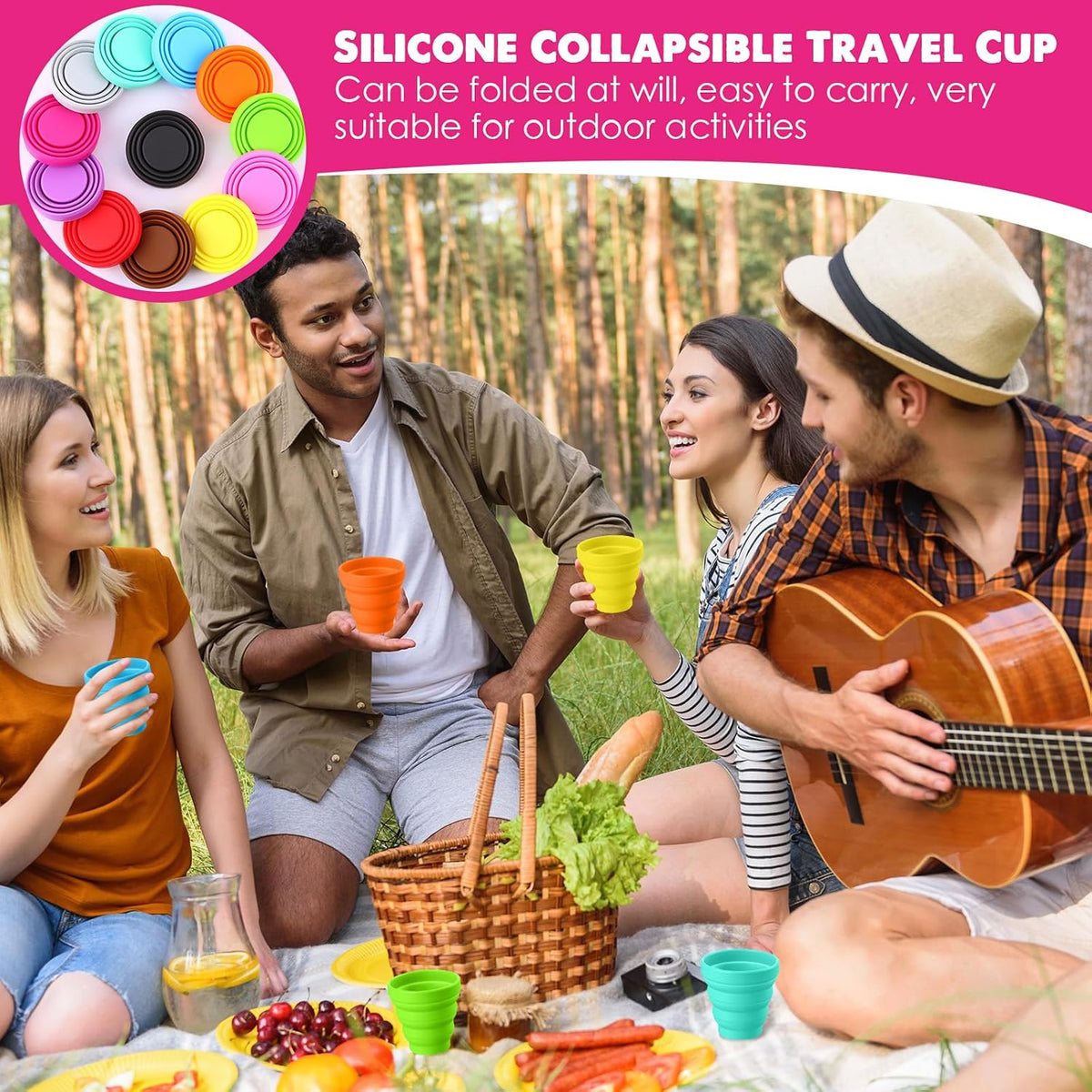 Umigy Silicone Collapsible Cup Without Lids Travel Portable Cup