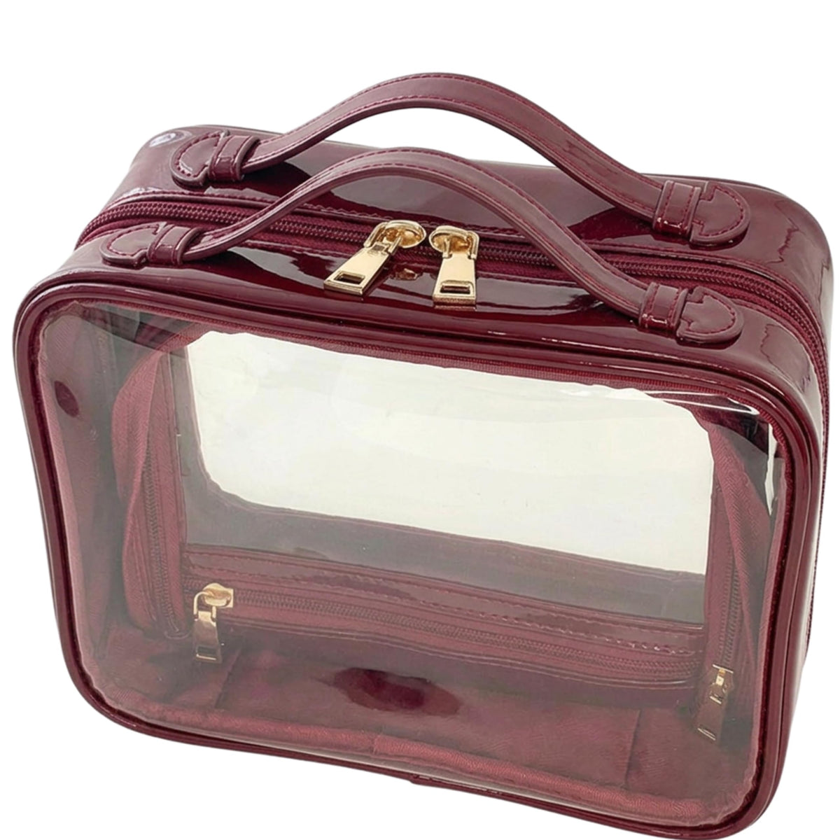 JAZD Clear Makeup Bag Toiletry Bag for Women Cosmetic Case Large Capacity Travel Make Up Bag Organizer Transparent Storage Compartment TSA Approved