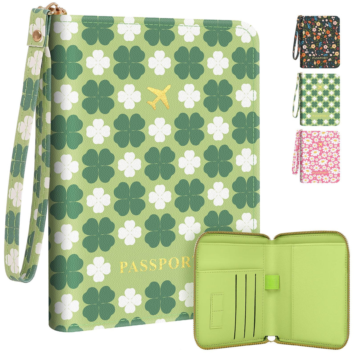 KONVINIT Black Floral Passport Holder For Travel, Passport Cover For Women